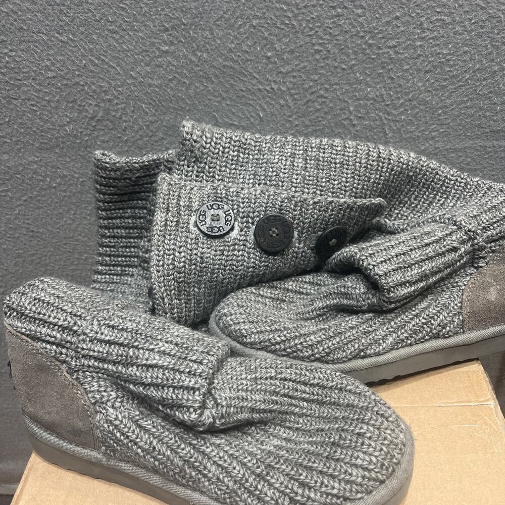 UGG Classic Cardy Boots Gray Knit Uncycled Wool Pull-On Winter 5819 Size 7 - Picture 7 of 14